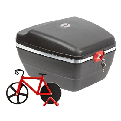 Afbeelding van Westmark fietsset: 1 fietskoffer voor alle bagagedragers + pizzasnijder/ fiets, kunststof/RVS, Gerda Touring Tresor, zwart/rood, 5430GEE7