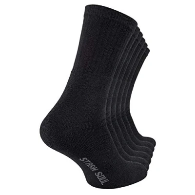 Afbeelding van STARK SOUL Crew Socks Essentials, tennissokken, vrijetijdssokken, (6 of 12 paar), katoen, zwart, wit, grijs gemêleerd, 6 paar 43/46 EU
