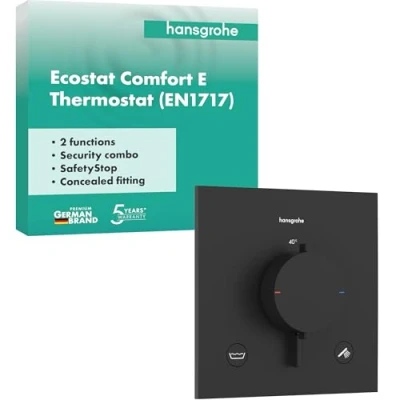 Afbeelding van hansgrohe Ecostat Comfort E inbouwthermostaat voor 2 verbruikers met geïntegreerde zekeringcombinatie, 33716670