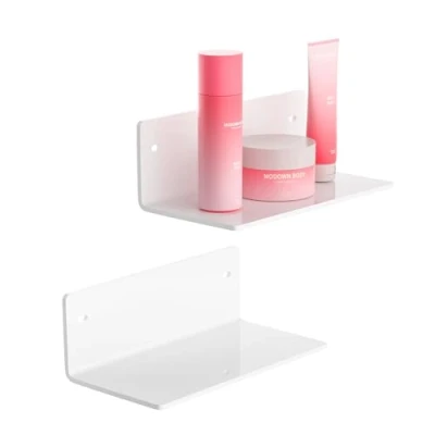 Afbeelding van Sezanrpt 20 cm witte kleine planken acryl, wandplanken voor woonkamerdecoratie, slaapkamer, badkamer, keuken, eetkamer, merkwinkel, 2 stuks