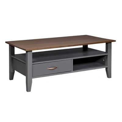 Afbeelding van Inter Link Salontafel massief houten tafel woonkamertafel banktafel grenen spaanplaat gecoat Artisan eiken look antraciet Luzerna