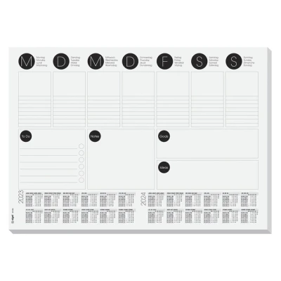 Afbeelding van Bureau onderlegger Sigel 420x297mm week planner zwart
