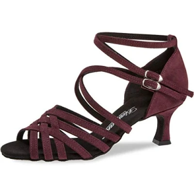 Afbeelding van Diamant Dansschoenen voor dames 108 077 132 suède bordeaux rood 5 cm flare, normale breedte Special Edition Made in Germany, bordeaux, 37.50 EU