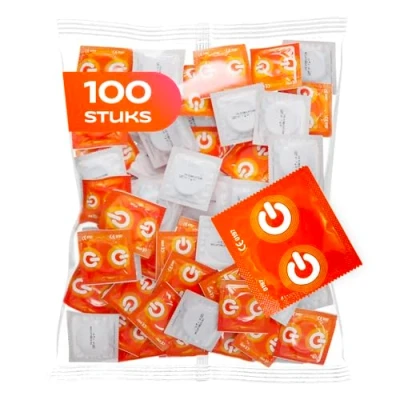 Afbeelding van ON) Condooms Stimulatie I 54 mm breedte 100 stuks verpakking Premium genopte dunne 0,07 wanddikte Vegan voor mannen