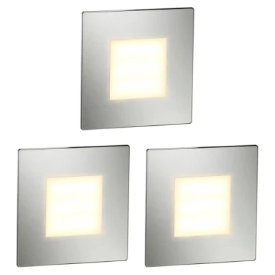 Afbeelding van ledscom.de 3 LED traplamp/inbouw wandlamp FEX voor binnen en buiten, hoekig, roestvrij staal, 85 x 85mm, warm wit