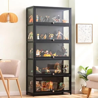 Afbeelding van FVTVHEV Curio kast vitrine vitrines glazen vitrinekasten vitrinekast met deuren voor collectables deur 60x32cm 五階