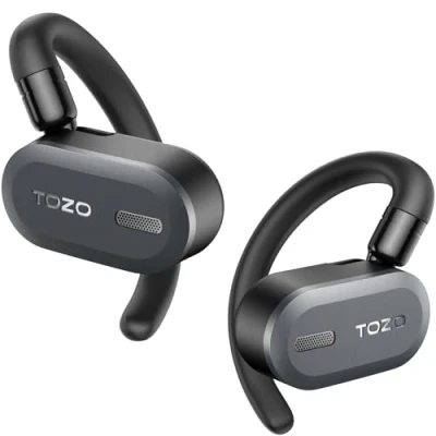 Afbeelding van TOZO O2 Echte draadloze open oortelefoon met Multi Angle aanpassing, Bluetooth 5.3 oordopjes Dual Axis ontwerp voor langdurig comfort, kristalheldere gesprekken tijdens het rijden, Zwart