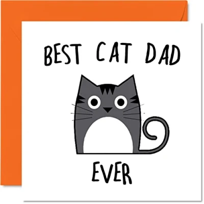 Afbeelding van Verjaardagskaarten voor papa van de kat beste vader ooit verjaardagskaart papa, grappige geschenken, 145 mm x grap gelukkige vaderdag wenskaarten cadeau