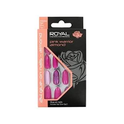 Afbeelding van Royal 24 Glue On Nail Tips Pink Warrior Almond (met nagellijm)
