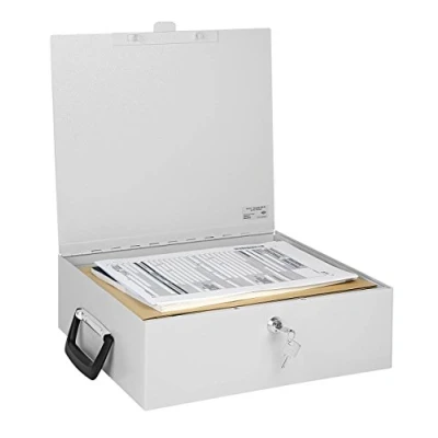 Afbeelding van Wedo 1021637 documenten, ordnercassette A4, 36,5 x 33 11 cm, veiligheidsslot, 2 sleutels, koffergreep, plaatstaal, lichtgrijs