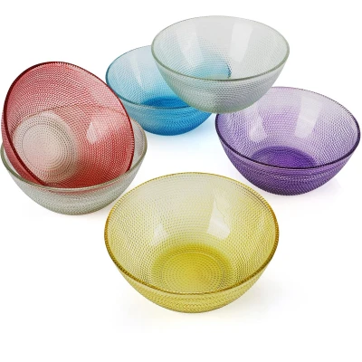 Afbeelding van FRESHLY CONTAINED 6 Pak Glazen Maaltijd Prep Mix Kommen 11,3 cm BPA vrij Gekleurde Serveer Voedsel Opslag Containers Keuken Voorbereiding, Desserts &amp; Salade