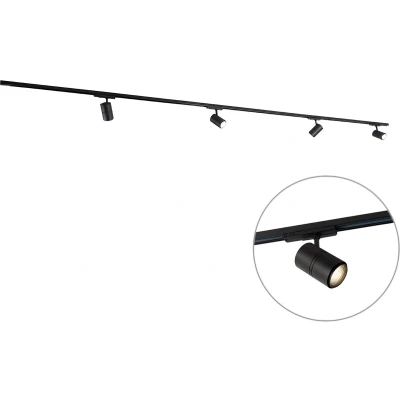 Afbeelding van QAZQA ruler Moderne LED Plafondlamp 4 lichts L 450 cm Zwart Woonkamer Slaapkamer Keuken