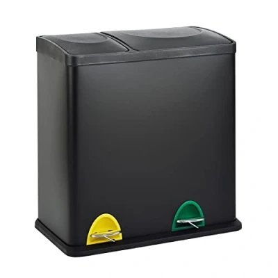 Afbeelding van SVITA TC2Combo35 Vuilnisemmer, 35 liter gecombineerd, 12 l + 23 l, dubbele afvalemmer, keukenemmer, 2 delige afvalscheiding, pedaalemmer, zwart