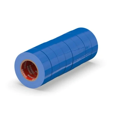 Afbeelding van ERKO Isolatietape 19 mm x 20 m blauw 8 stuks voor elektrische leidingen, Hoge flexibiliteit en kleefkracht isolatietape, plakband, afdichtingstape