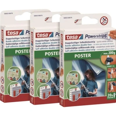 Afbeelding van tesa POWERSTRIPS® Poster Dubbelzijdig plakband Wit Inhoud: 60 stuk(s)