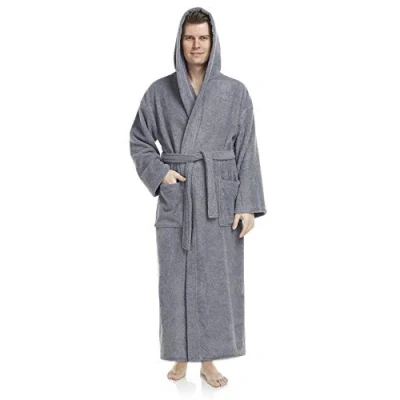 Afbeelding van Astrom Herenbadjas met capuchon, 100% Katoenen, Heren Maat: XXL lang, Unisex 3XL Grijs