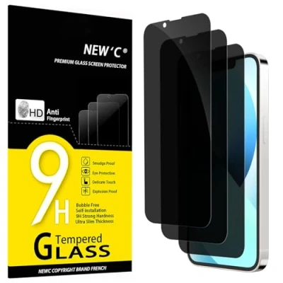 Afbeelding van NEW&#039;C 3 Stuks, privacy Screen Protector voor iPhone 13 Mini (5,4 inch), Balans tussen en oogbescherming, ultra resistent, 9H hardheid