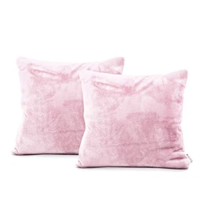 Afbeelding van DecoKing 57612 2 delige set kussenslopen 45 x cm microvezel ritssluiting fleece kussenhoezen lichtroze Mic