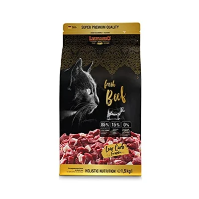 Afbeelding van Leonardo Fresh Beef Kattenvoer, 1,5 kg, droogvoer voor katten met 85% vers vlees, volledig voer volwassen van alle rassen vanaf 1 jaar