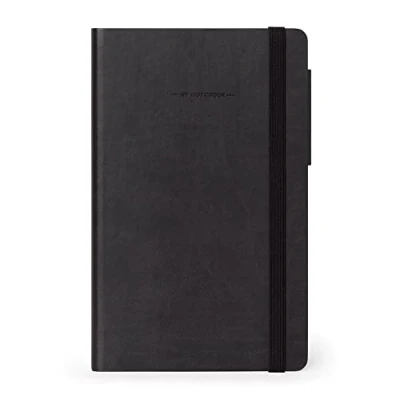 Afbeelding van Legami Notitieboek middelgroot, van FSC® gecertificeerd papier, ivoorkleurig papier 90 g/m², 192 pagina&#039;s, softcover, elastische bandsluiting, 13 x 21 cm, kleur zwart, MYNOT0165