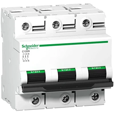 Afbeelding van Schneider electric c120n installatieautomaat 3 polig 10ka c karakteristiek 80a 9 modulen a9n18365