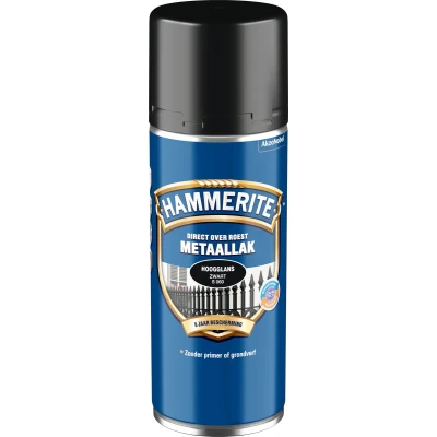 Afbeelding van Hammerite Hoogglans Metaallak Spuitbus 400 ml S060 Zwart