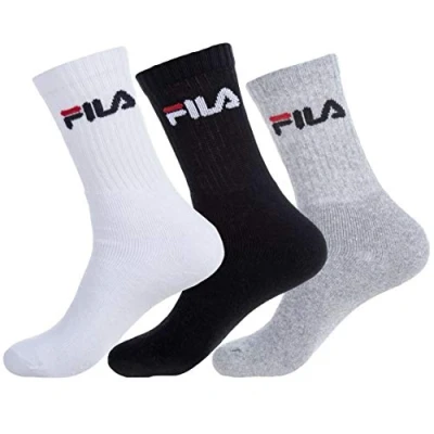 Afbeelding van FILA 6 paar sokken, badstof tennissokken met logo band, uniseks, verpakking van 2 x 3 stuks, Classic Mix (zwart, wit, grijs), 43 46 EU