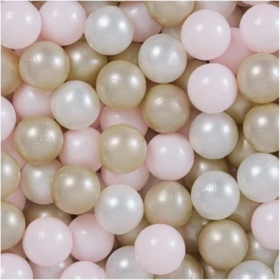 Afbeelding van MISIOO ballen voor ballenbad, 450 stuks, Ø 6 cm, plastic van 100% LDPE, lichtroze/parel/goud, perfect veilig spelen in de kinderkamer