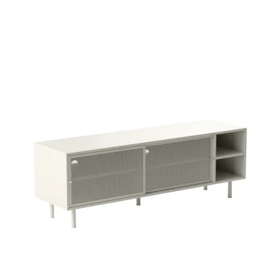 Afbeelding van Nordic Home Sadie tv meubel 160 cm grijs/beige Metaal