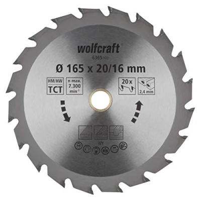 Afbeelding van Wolfcraft Handcirkelzaagblad HM 20 Zähne Ø165mm 1 stuk 6365000