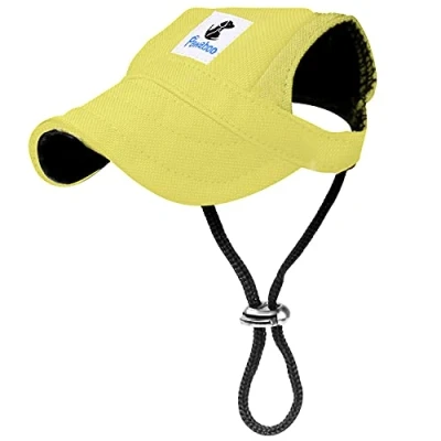 Afbeelding van Pawaboo Dog Baseball Cap, Adjustable Outdoor Sport Sun Protection Hat Cap Visor Sunbonnet Outfit with Ear Holes for Puppy Small Dogs, Medium, Yellow