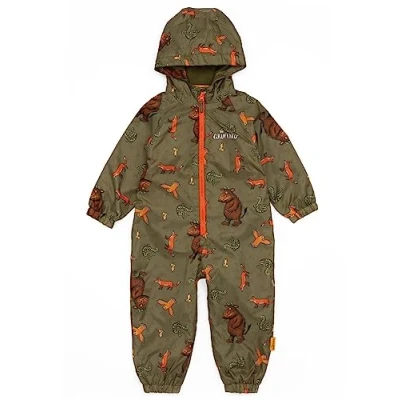 Afbeelding van Het Gruffalo Plaspak Kids Peuters Meisjes Jongens Uil Snake Fox Mouse Karakters All In One Waterdichte Regenjas Bruin wandeljack met lange mouwen