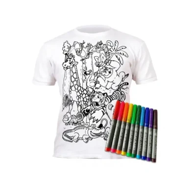 Afbeelding van Splat Planet Kleur in Ruimte T shirt met 10 niet giftige wasbare magische pennen binnen en was uit (5 6 jaar)