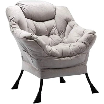 Afbeelding van HollyHOME Fauteuil Accent Stoel Lounge Luie Moderne Stof Relax met Stalen Frame, Grijs