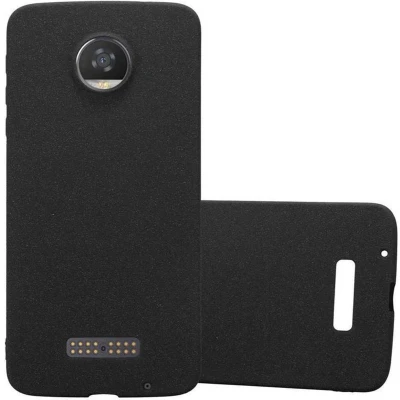 Afbeelding van Cadorabo Hoesje geschikt voor Motorola MOTO Z2 in FROST ZWART Beschermhoes gemaakt van flexibel TPU silicone Case Cover