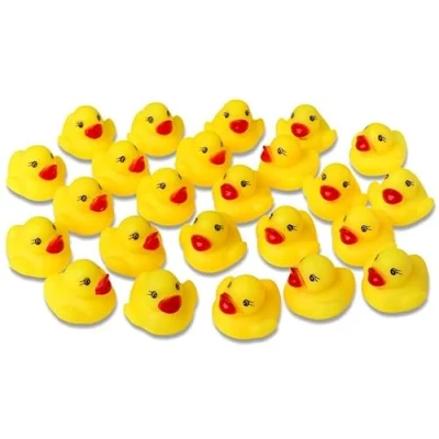 Afbeelding van 24 stuks rubberen eend piepende geel ca. 3,5 cm badeend eenden badeenden