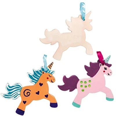 Afbeelding van Baker Ross AX351 Eenhoorn Decoraties voor kinderen te schilderen Pack van 5, Maak uw eigen sieraad kunst en ambachten