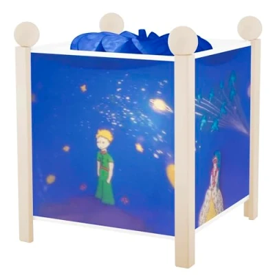 Afbeelding van TROUSSELIER De kleine prins St Exupéry Nachtlampje Magische lantaarn Ideaal cadeau voor kinderen Cartoon Geruststellend licht Wit hout kleur Inclusief lamp 12V 10W Elec EU stekker