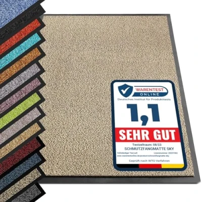 Afbeelding van etm® Schoonloopmat, voetmat in vele maten, deurmat, voetenveger voor binnen en buiten (oker zwart, 200 x 600 cm)