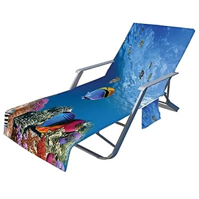 Afbeelding van Fansu strandlaken voor loungestoel, draagbare microfiber strandstoelhoezen met zijvak, zwembad, hotel, buiten, vakantie, tuin, ligstoel, ligstoelen (75 x 210 cm, Nationaal)