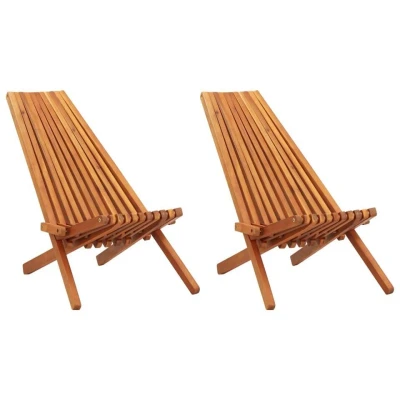 Afbeelding van Loungestoelen inklapbaar 2 st massief acaciahout