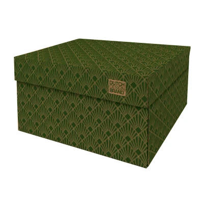 Afbeelding van Dutch Design Brand Opbergbak Storage Box Van Karton Art Deco Velvet Green 38,9x31,3x20,6cm