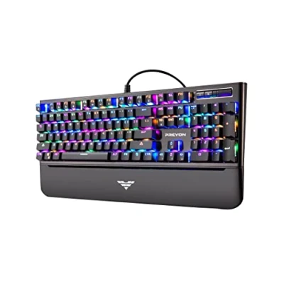 Afbeelding van PREYON Bruine Gateron Toetsenbord met Lange Llauw (PLCB104B), Bedraad, RGB achtergrondverlichting, Mechanisch Toetsenbord, Schakelaars, Volumewiel