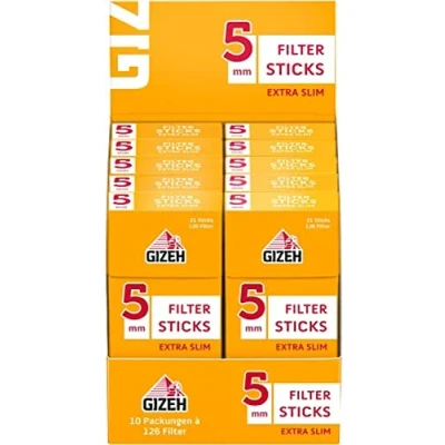 Afbeelding van Gizeh Filtersticks Extra Slim 5,3 mm diameter 3 dozen (30 verpakkingen / 3780 filters)