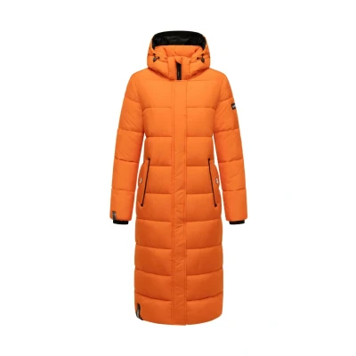 Afbeelding van Navahoo Isalie Winterjas voor dames, warme gewatteerde jas, lang, met afneembare capuchon, XS 3XL, oranje,