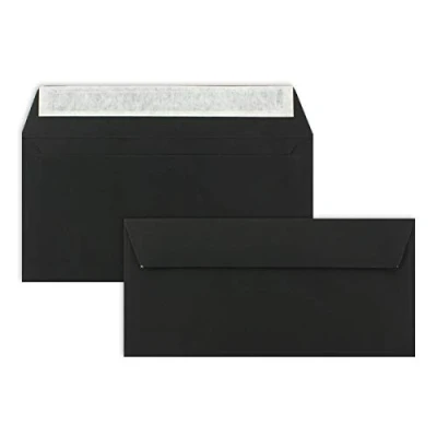 Afbeelding van 50 enveloppen DIN lang zwart 110 g/m² 11 x 22 cm zeer vormvast zelfklevend kwaliteitsmerk: FarbenFroh by GUSTAV NEUSER