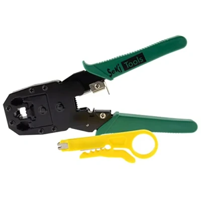 Afbeelding van SeKi 17425 Krimptang voor modulaire stekker, netwerkstekker, westernstekker, RJ11, RJ12, RJ45, 8P8C, 6P6C, 4P4C telefoon en netwerkkabel