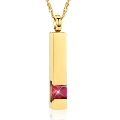 Afbeelding van Luxe Ashanger Met Ketting Assieraad Goudkleurig Rode Steen As Gedenksieraad Urn Incl. vuller