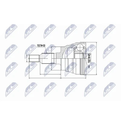 Afbeelding van Homokineet reparatie set, aandrijfas NTY NPZ CH 023