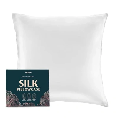 Afbeelding van DREAMZIE zijden kussensloop 100% natuurlijke moerbeizijde voor haar en huid 19 mm zijde aan beide 1 eenheid Wit 65x65 cm